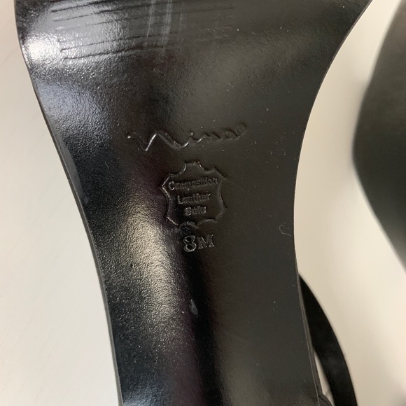 Nina Black Satin Open Toe Ankle Tie SZ 8 - Picture 8 of 8